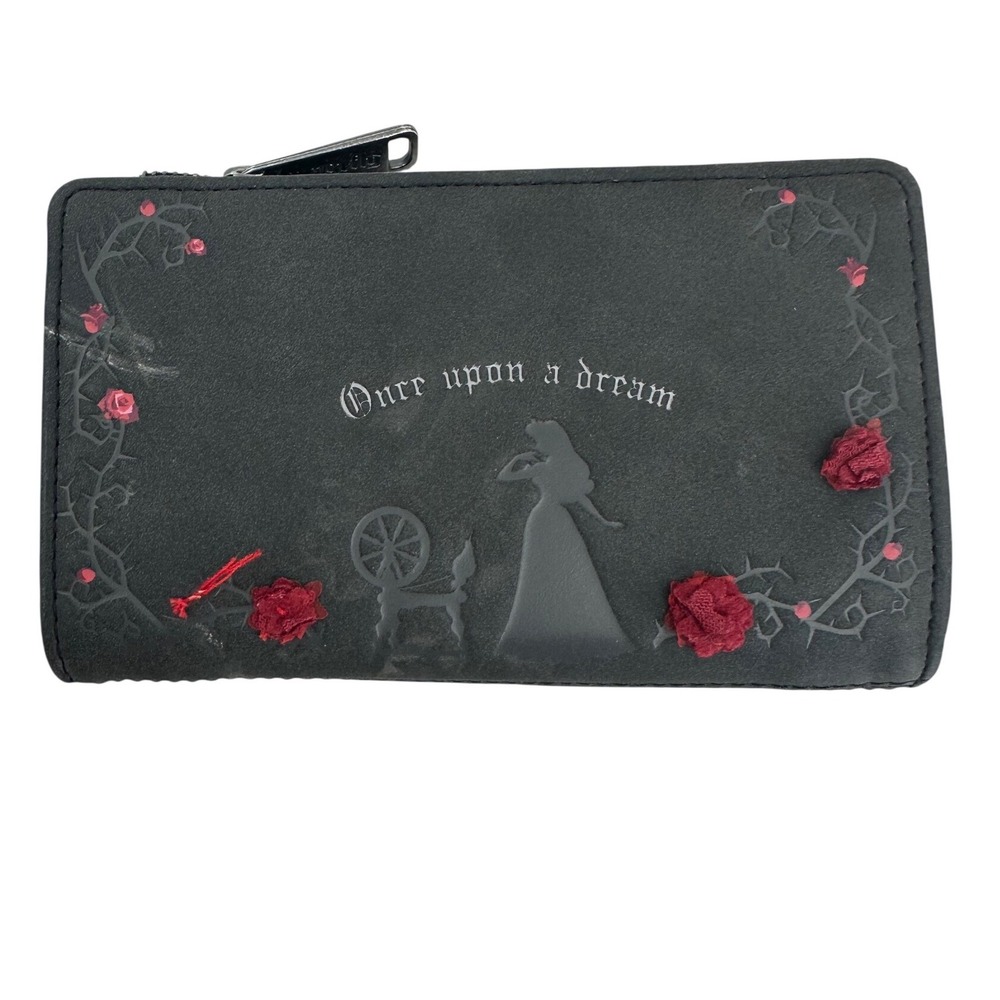 Disney Loungefly Sleeping Beauty Maleficent Castle Wallet Black Gothic Rose - Picture 2 of 4